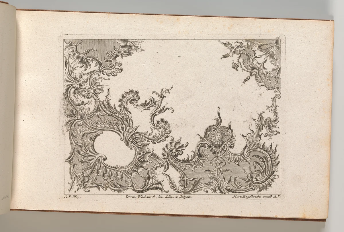 Design for a Ceiling Decoration, Plate 3 from 'Unterschiedliche neu inventierte Deken oder Plafond' by Jeremias Wachsmuth, book, 1745-1755