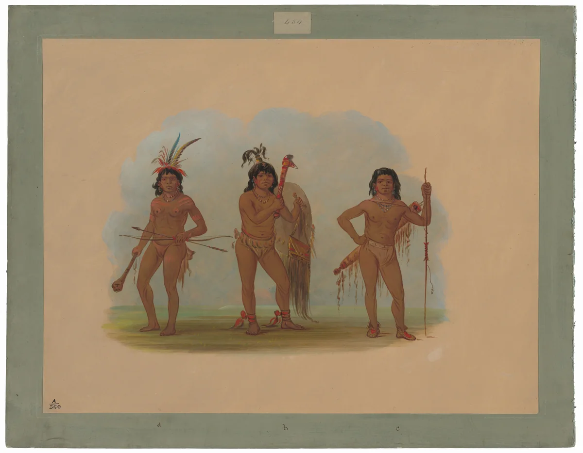 Three Zurumati Indians by George Catlin, painting, 1854-1869