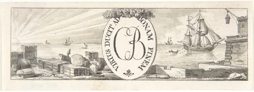 Design for a Vignette: Harbor Scene by Charles Percier, drawing, 1764-1838