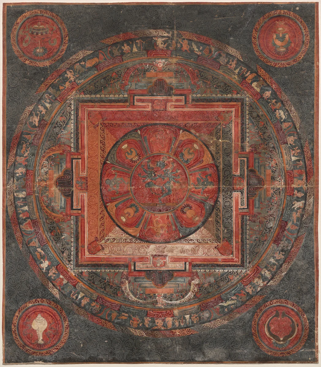 Mandala of Chakrasamvara and Vajravarahi by Unknown, painting, 1450-1499