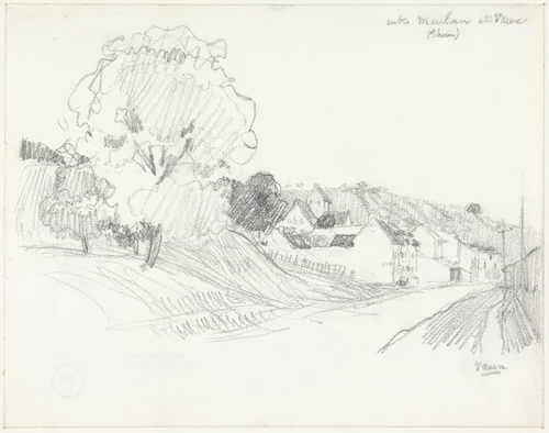 Huizen aan de weg tussen Meulan en Vaux by Henri Evenepoel, drawing, 1882-1899