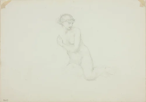 Seated Female Nude by Edward Burne-Jones, drawing, 1868-1883
