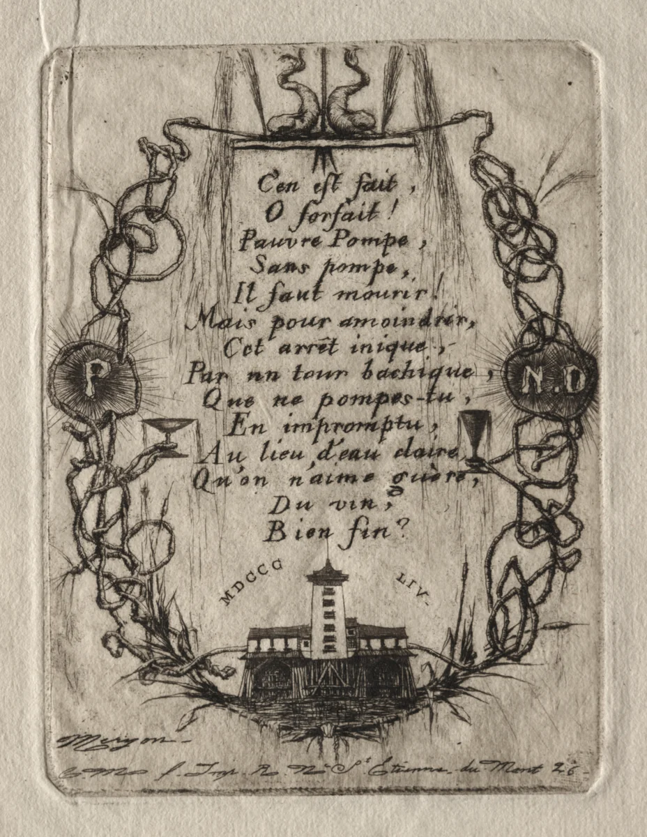 Etchings of Paris: The Notre Dame Pump, Small Plate by Charles Meryon, print, 1854