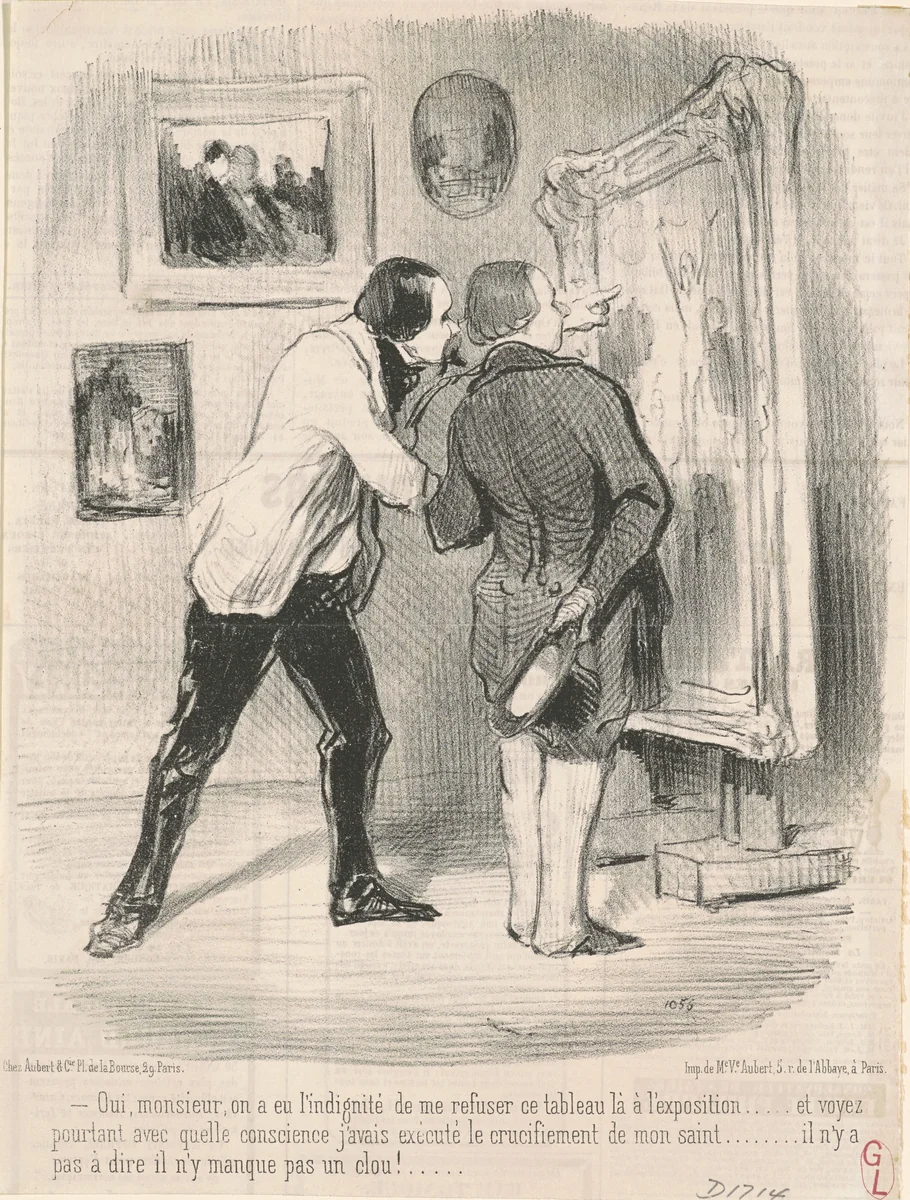 Oui ... on a eu l'indignité de me refuser ce tableau ... by Honoré Daumier, print, 1851