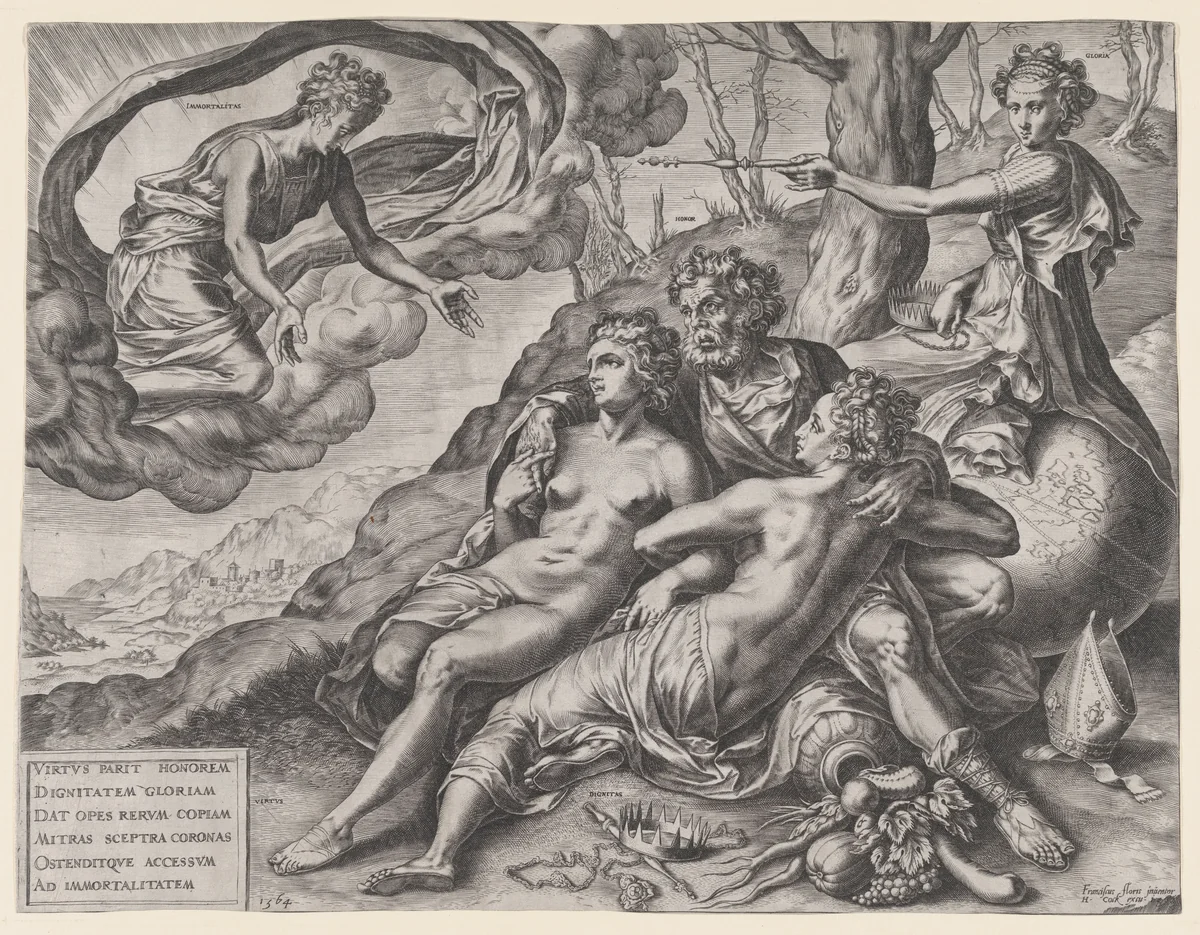 The Immortal Rewards of Virtue by Cornelis Cort, print, 1564