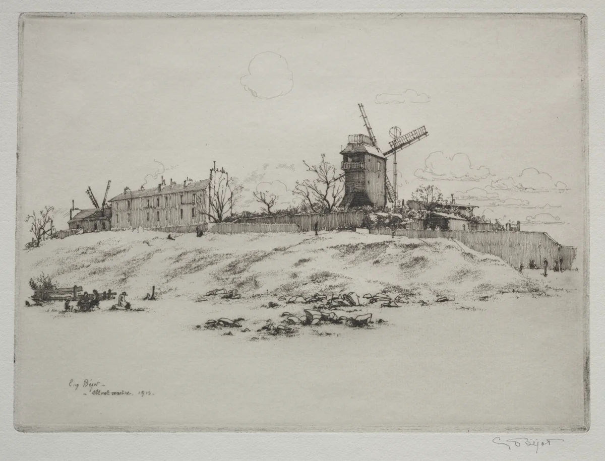 Moulin de la Gallette, Montmartre by Eugène Bejot, print, 1915