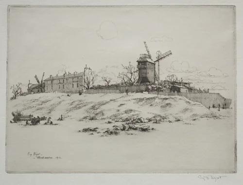 Moulin de la Gallette, Montmartre by Eugène Bejot, print, 1915