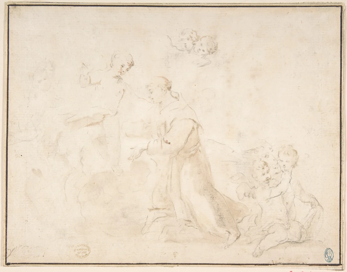 Saint Anthony of Padua by anonymous, drawing, 1600-1700