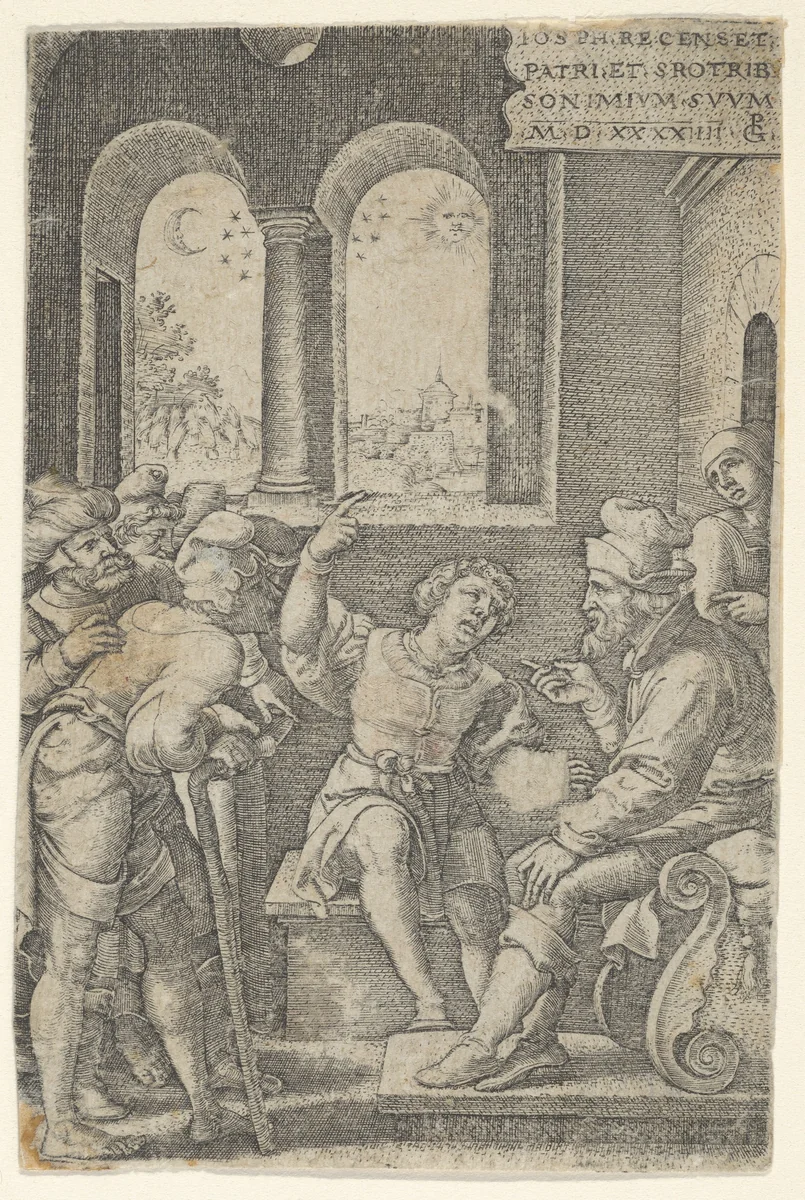 Joseph Describing His Dream, from "The Story of Joseph" by Georg Pencz, print, 1544