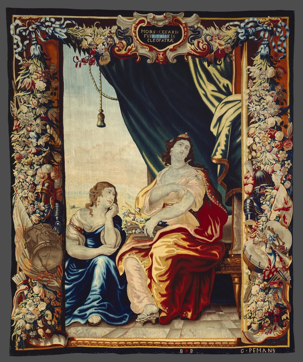 Caesar's Death Makes Cleopatra Mourn from The Story of Caesar and Cleopatra by Justus van Egmont, textile, 1675-1685