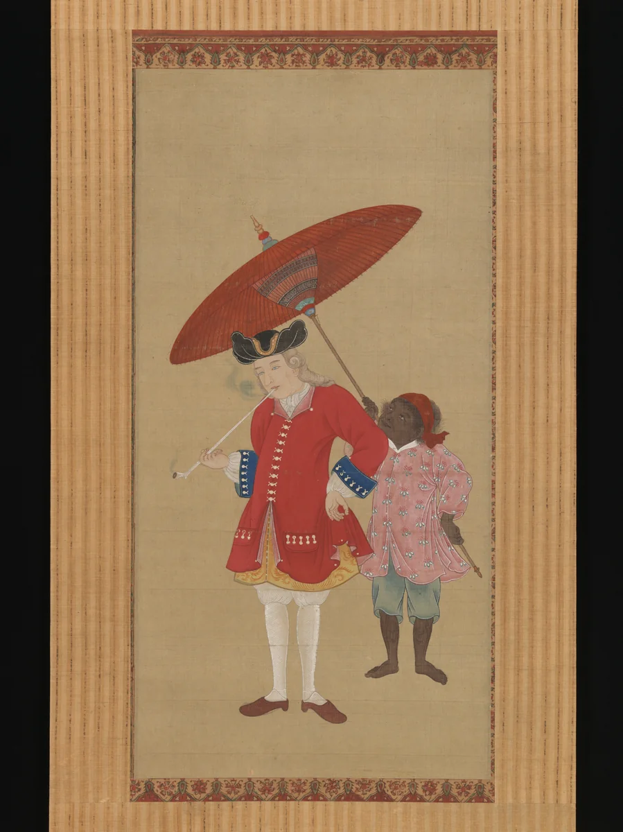 Dutchman with a Servant by Kawahara Keiga, painting, 1800-1833