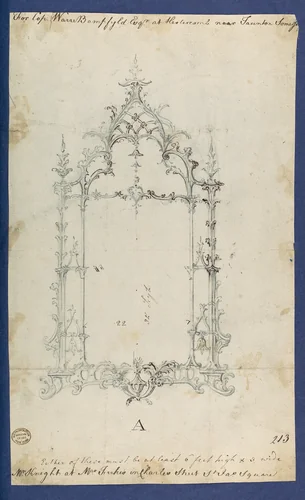 Mirror, in Chippendale Drawings, Vol. I by Thomas Chippendale, drawing, 1748-1758