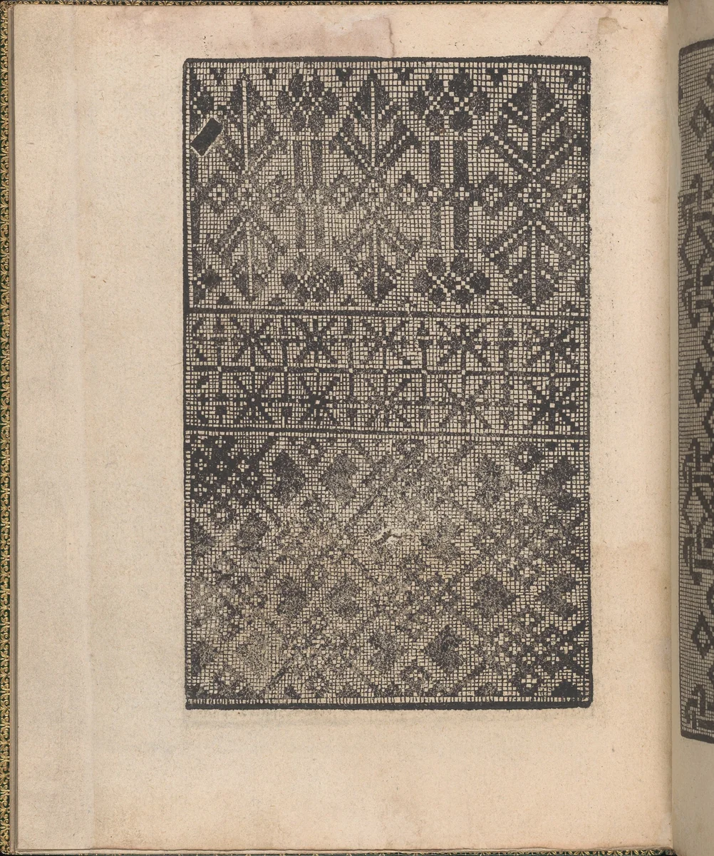 Ornamento delle belle & virtuose donne, page 22 (verso) by Matteo Pagano, book, 1554