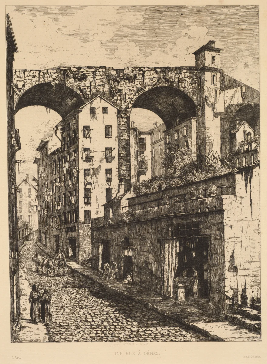 A Street in Genoa (Une rue à Gênes) by Gabrielle-Marie Niel, print, 1878