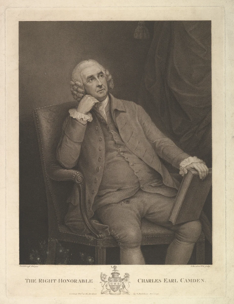 The Right Honorable Charles Pratt, 1st Earl Camden, Lord Chancellor by Francesco Bartolozzi, print, 1795