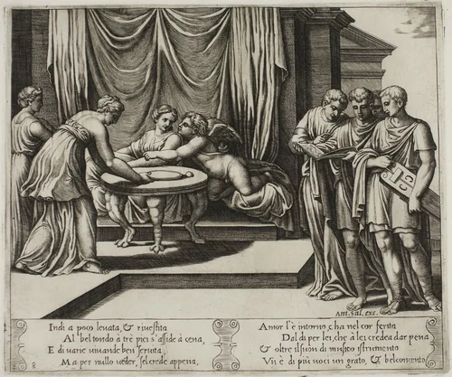 Other Nymphs Serving Psyche at the Table by Raffaello Sanzio, print, 1530-1540