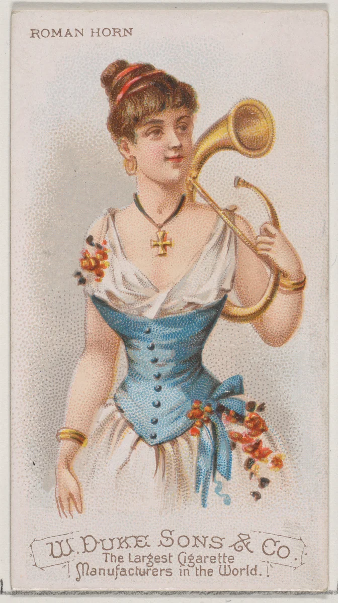 Roman Horn, from the Musical Instruments series (N82) for Duke brand cigarettes by W. Duke, Sons & Co., print, 1888