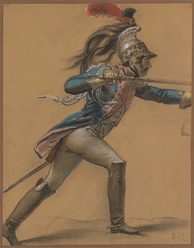 A French Dragoon, Study for "The Revolt of Cairo" by Anne-Louis Girodet-Trioson, drawing, 1804-1814