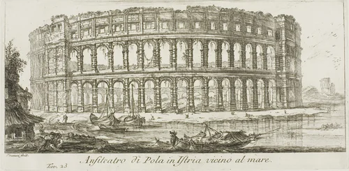 Ampitheater of Pola in Istria near the sea, plate 23 from Some Views of Triumphal Arches and other monuments by Giovanni Battista Piranesi, print, 1748