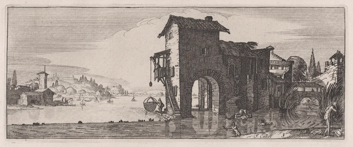 Reverse Copy of Le Moulin a Eau (The Water Mill), plate 3 from "Les Quatre Paysages" (The Four Landscapes) by anonymous, print, 1620-1700