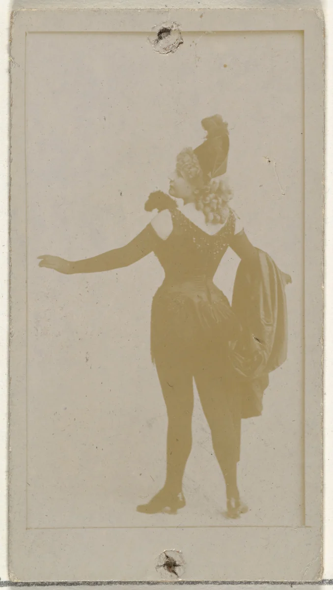 [Actress wearing long gloves and plumed hat], from the Actors and Actresses series (N145-8) issued by Duke Sons & Co. to promote Duke Cigarettes by W. Duke, Sons & Co., photograph, 1890-1895