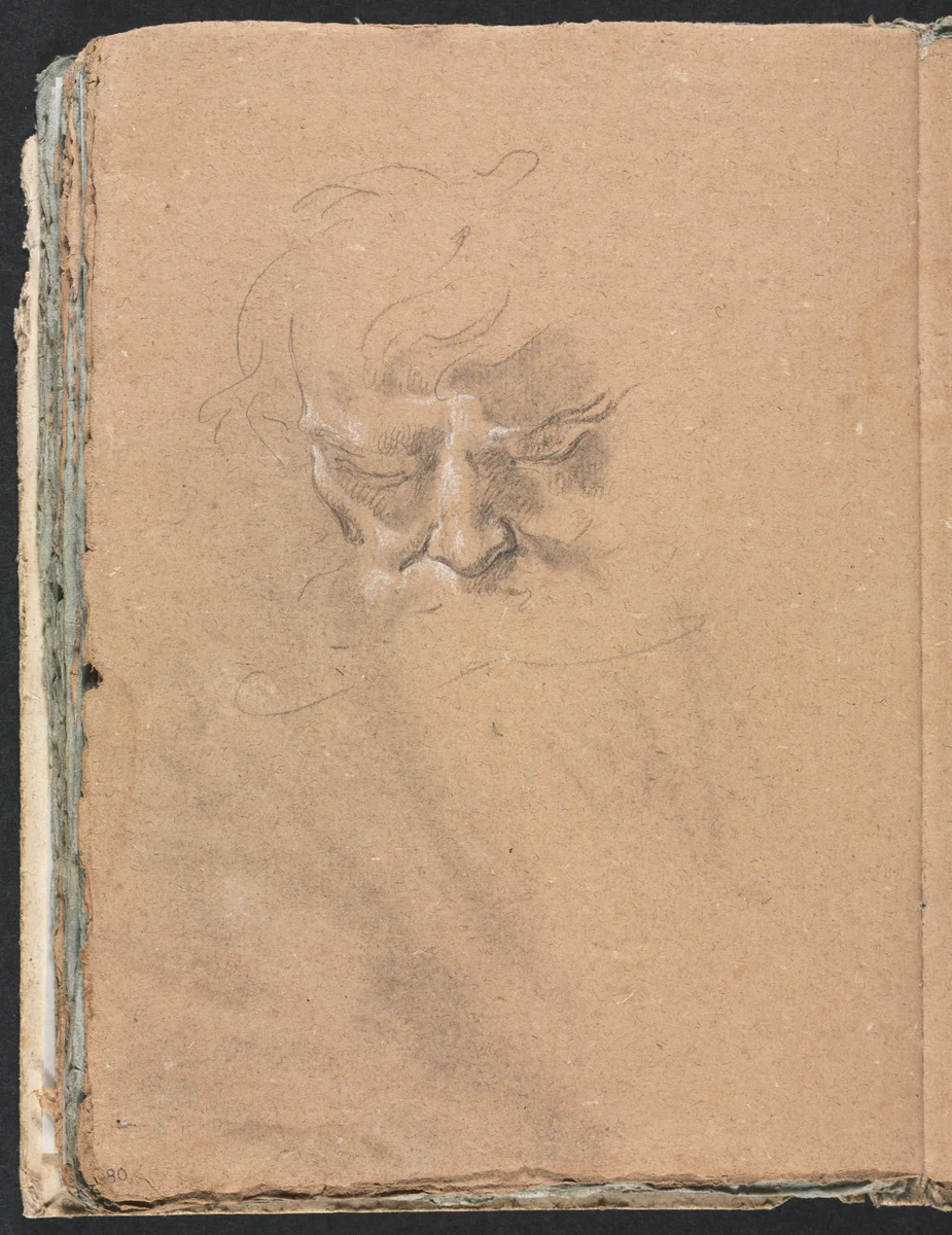 Verona Sketchbook: Male head (page 80) by Francesco Lorenzi, book, 1760