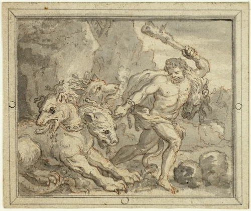 Hercules by Richard van Orley, drawing, 1683-1712