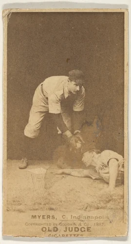 Myers, Catcher, Indianapolis, from the Old Judge series (N172) for Old Judge Cigarettes by Goodwin & Company, photograph, 1887