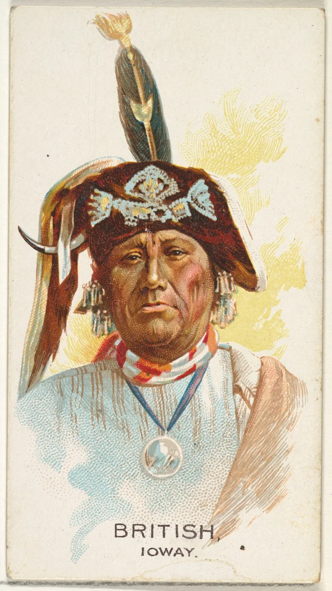 British, Ioway, from the American Indian Chiefs series (N2) for Allen & Ginter Cigarettes Brands by Allen & Ginter, print, 1888