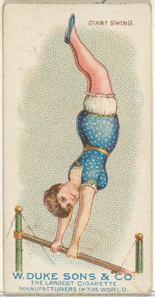 Giant Swing, from the Gymnastic Exercises series (N77) for Duke brand cigarettes by W. Duke, Sons & Co., print, 1887