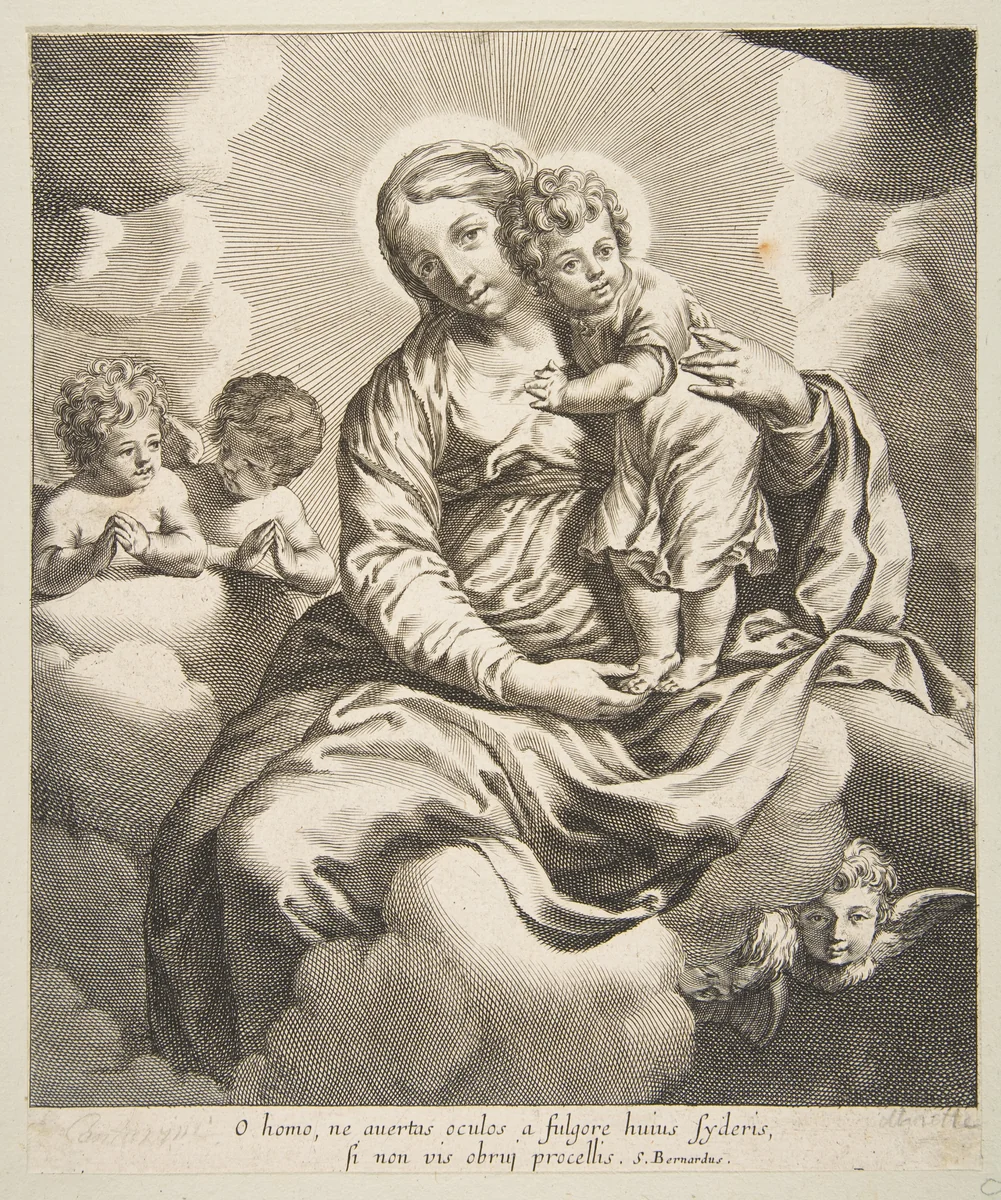 Madonna and Child in Glory by anonymous, print, 1600-1699