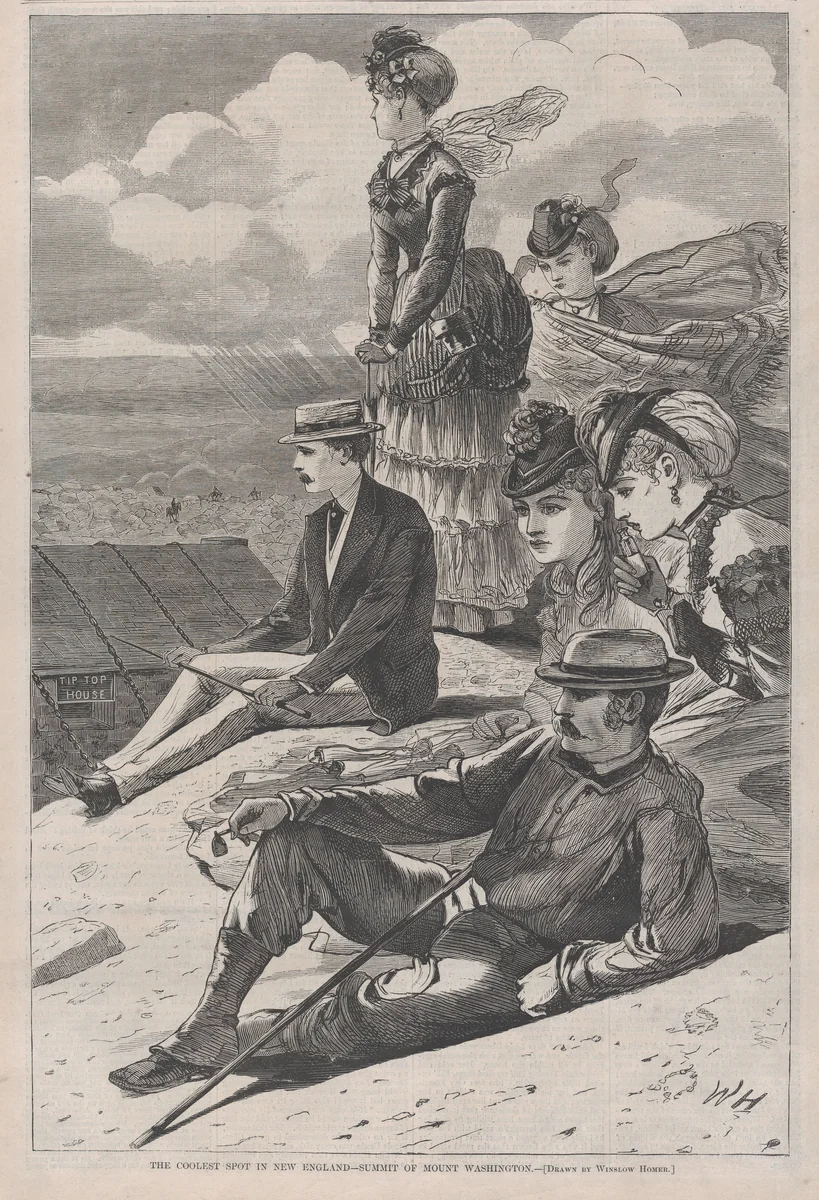 The Coolest Spot in New England – Summit of Mount Washington Homer (from "Harper's Bazar," Vol. III) by Winslow Homer, print, 1870