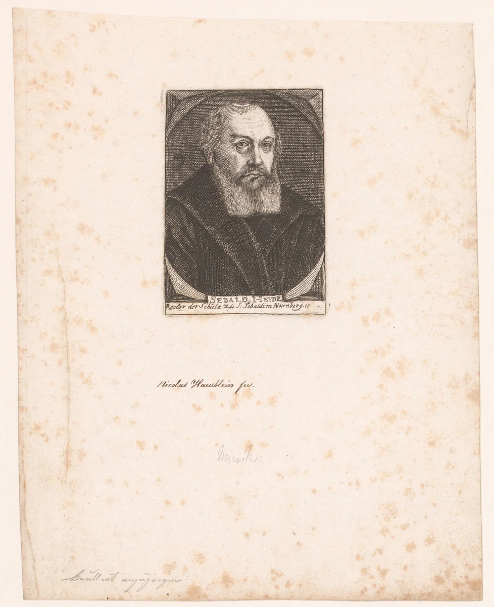 Portret van Sebald Heyden by Nicolaus Häublin, print, 1650-1685