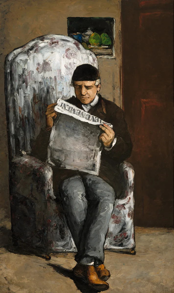 The Artist's Father, Reading "L'Événement" by Paul Cezanne, painting, 1866