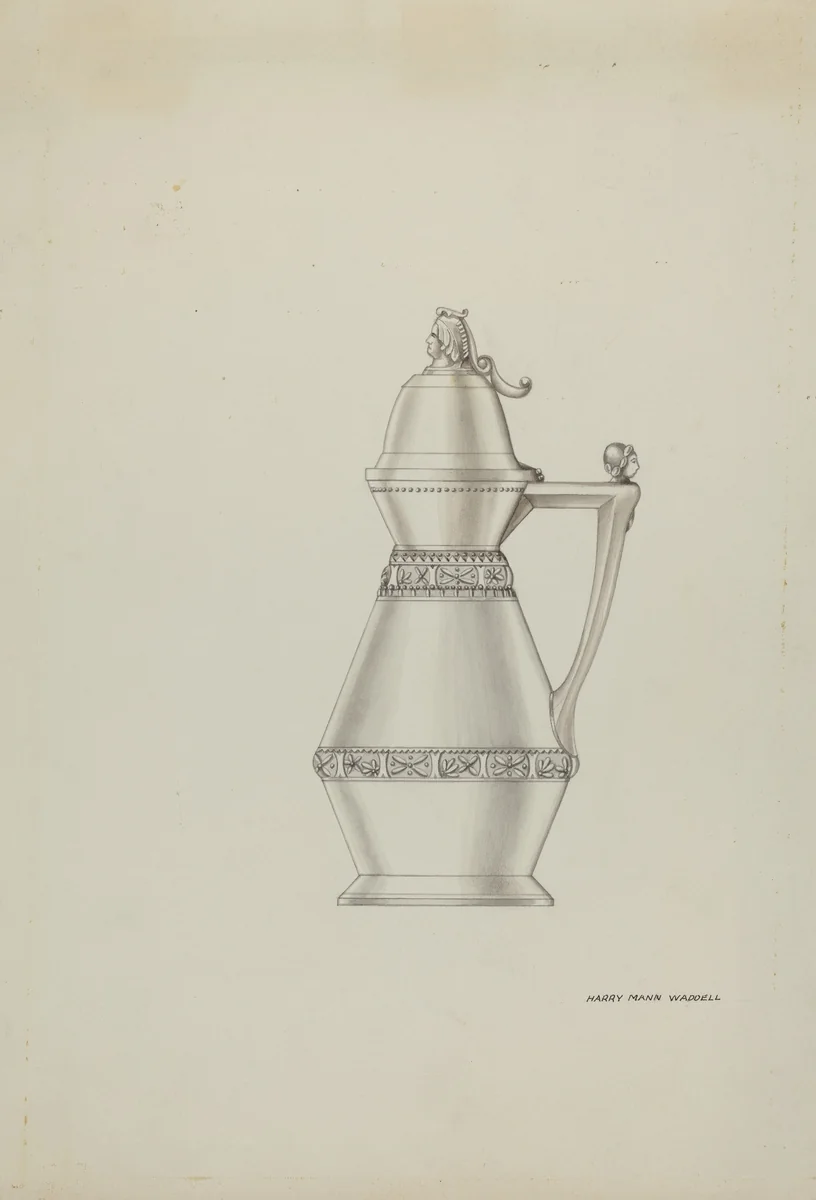 Pewter Syrup Jar by Harry Mann Waddell, index of american design, 1937