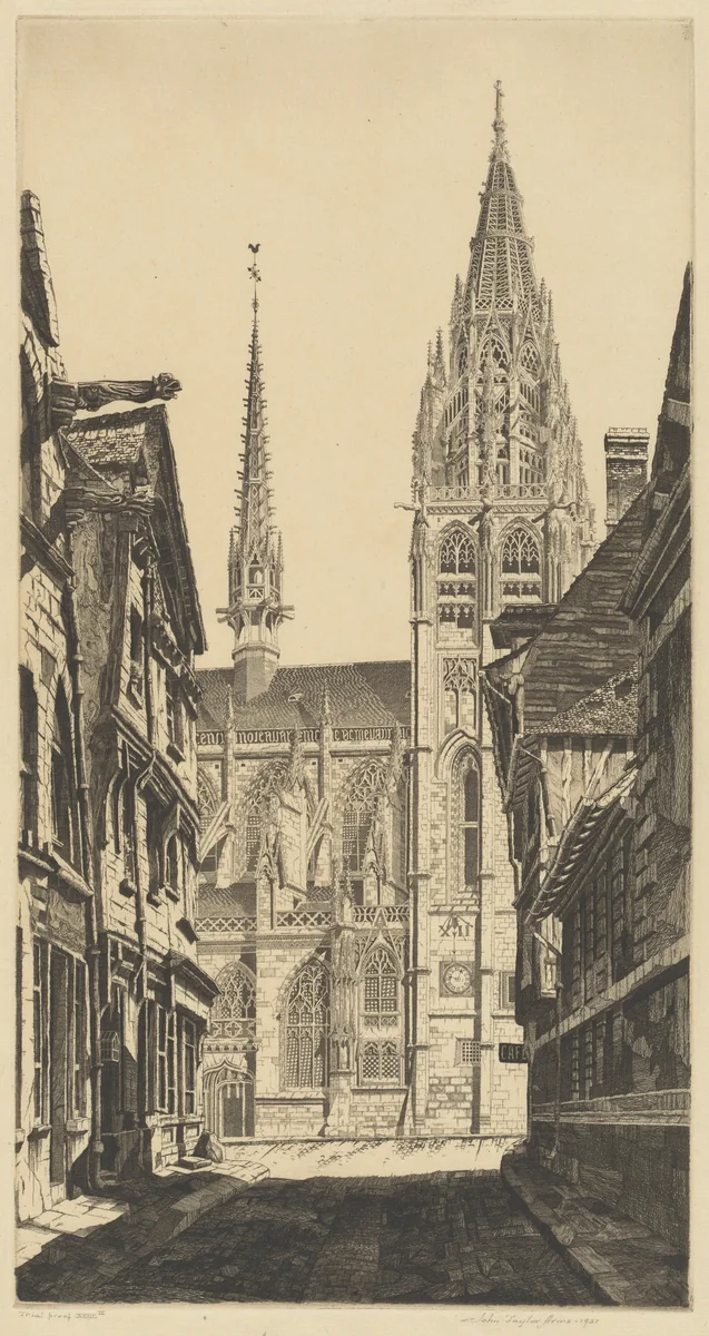 Sunlight on Stone, Caudebec-en-Caux by John Taylor Arms, print, 1931