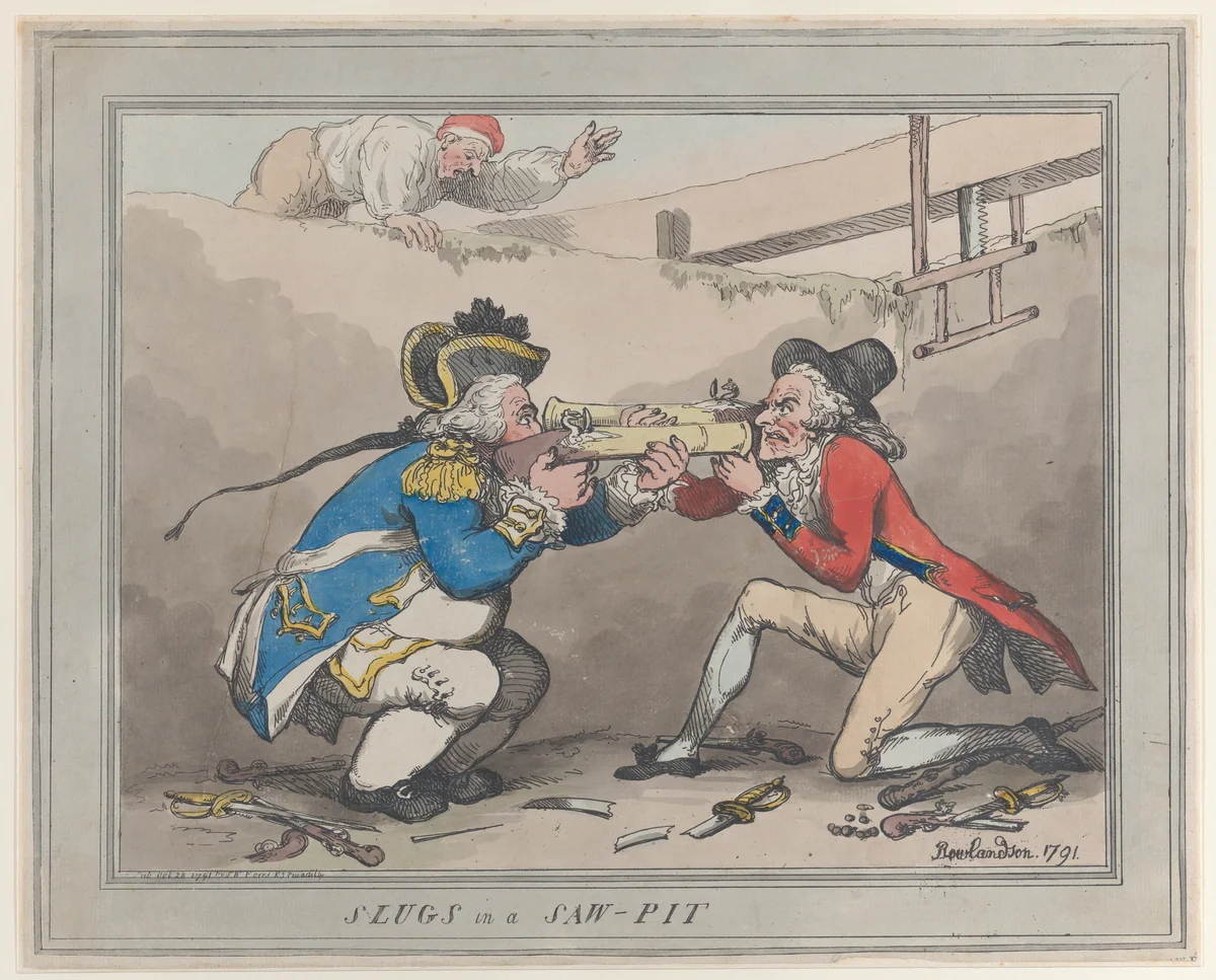 Slugs in a Saw-Pit by Thomas Rowlandson, print, 1791