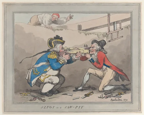 Slugs in a Saw-Pit by Thomas Rowlandson, print, 1791