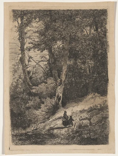The Inner Forest (Intérieur du bois) by Louis Hector François Allemand, print, 1830-1880