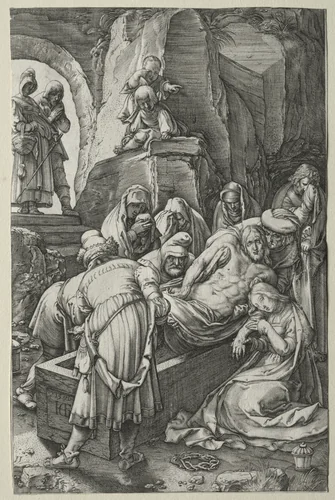 The Passion: The Entombment by Hendrick Goltzius, print, 1591-1601