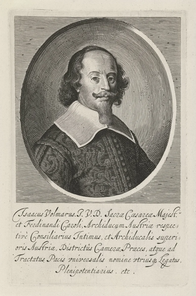 Portret van Isaak Volmar by Pieter Nolpe, print, 1644