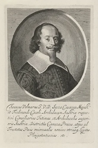 Portret van Isaak Volmar by Pieter Nolpe, print, 1644