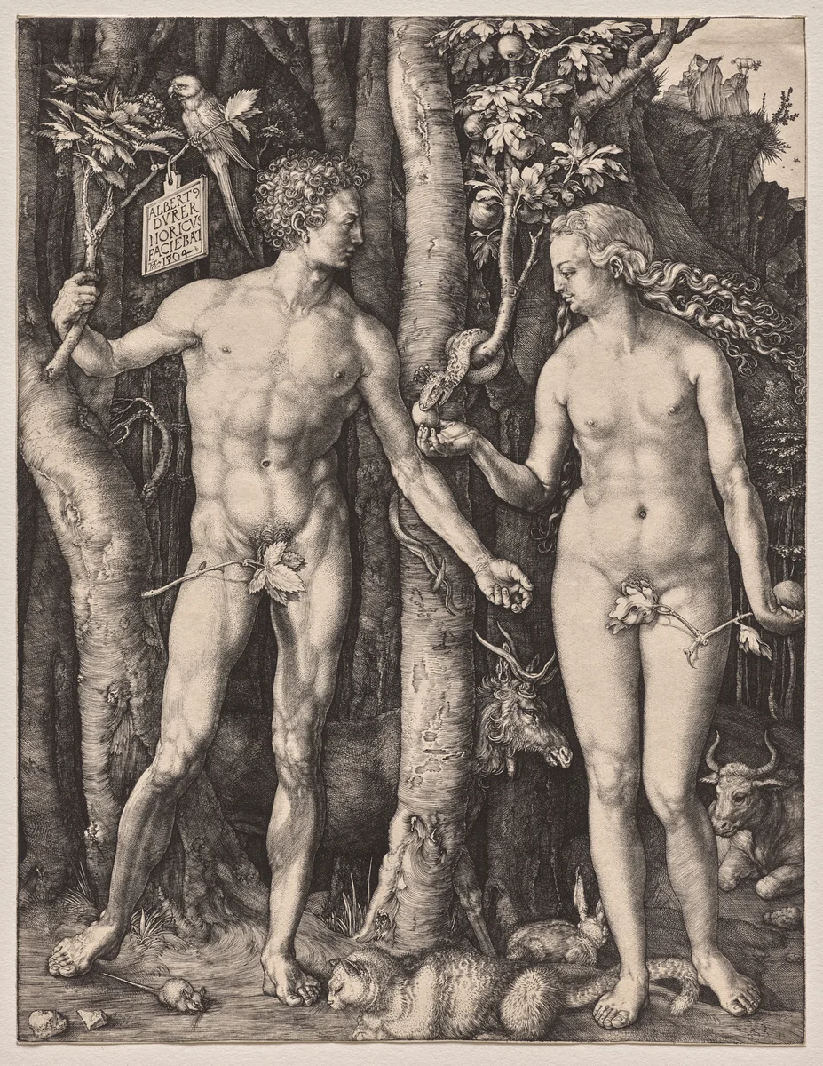 Adam and Eve by Albrecht Dürer, print, 1504