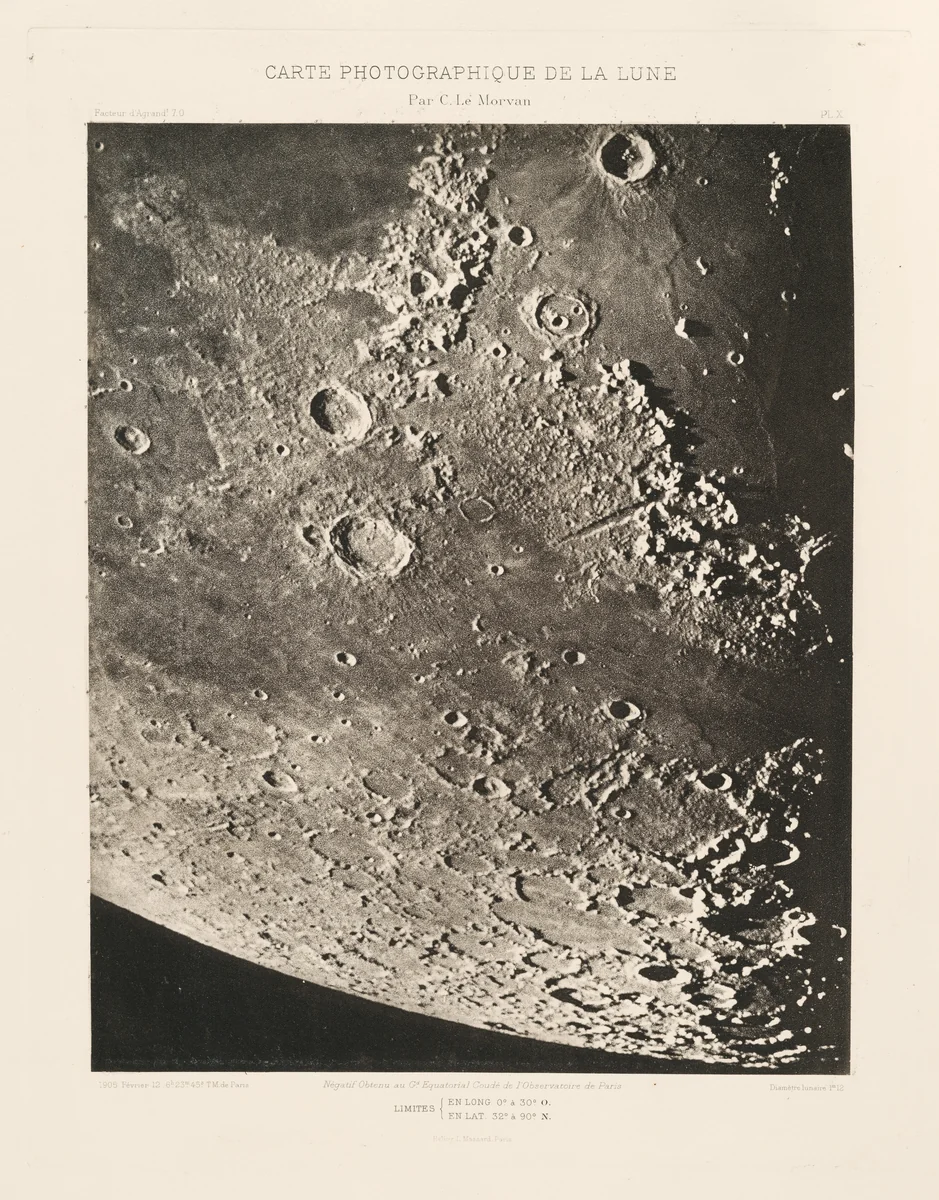Carte photographique de la lune, planche X (Photographic Chart of the Moon, plate X) by Charles Le Morvan, photograph, 1905