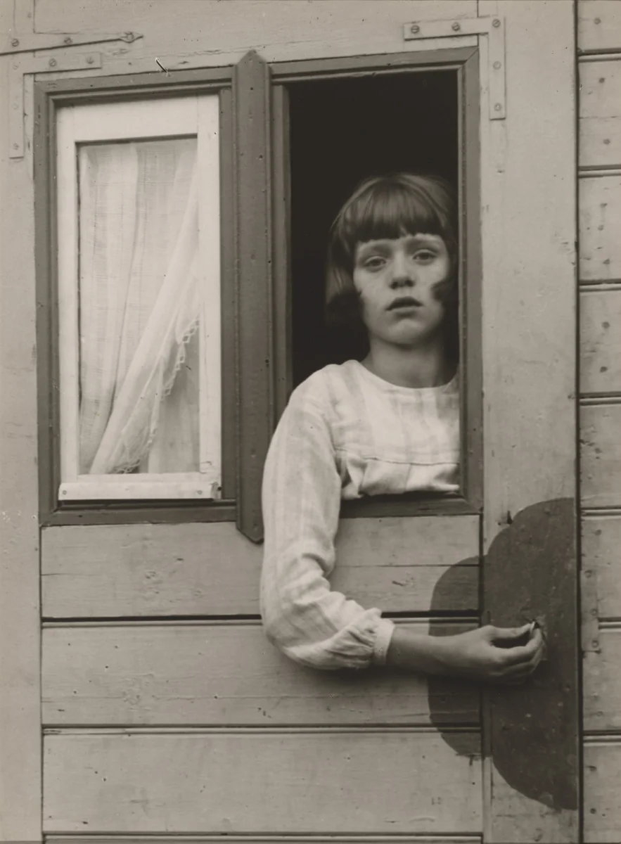 Young Girl in Circus Caravan by August Sander, photograph, 1926