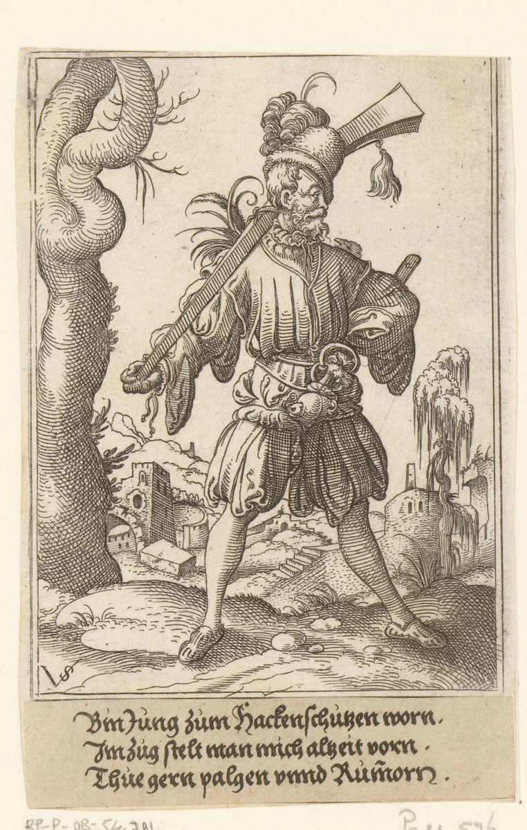 Haakbusschutter by Unknown, print, 1524-1562