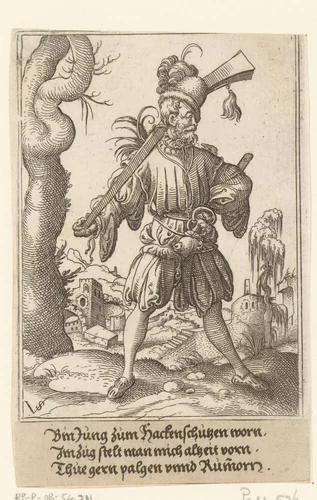 Haakbusschutter by Unknown, print, 1524-1562