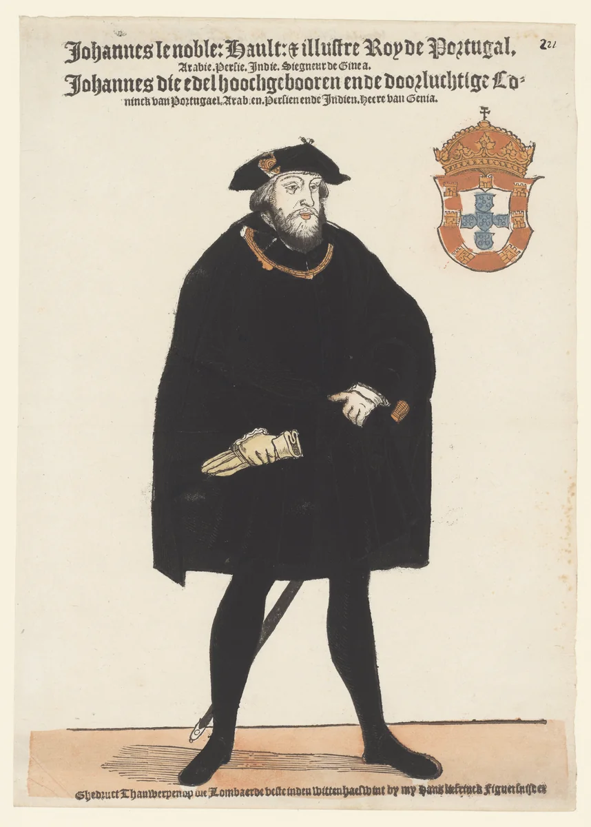 Portret van Johannes III van Portugal by Hans Liefrinck, print, 1539-1557