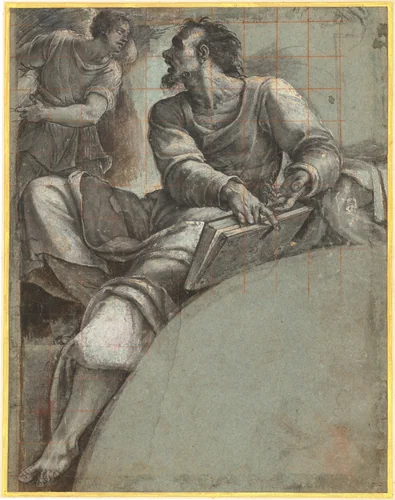 A Prophet Addressed by an Angel by Sebastiano del Piombo, drawing, 1517-1519