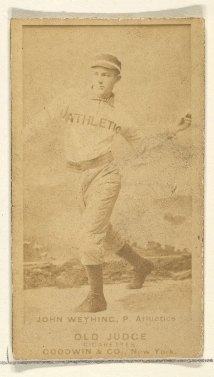 John Weyhing, Pitcher, Philadelphia Athletics, from the Old Judge series (N172) for Old Judge Cigarettes by Goodwin & Company, photograph, 1887-1890